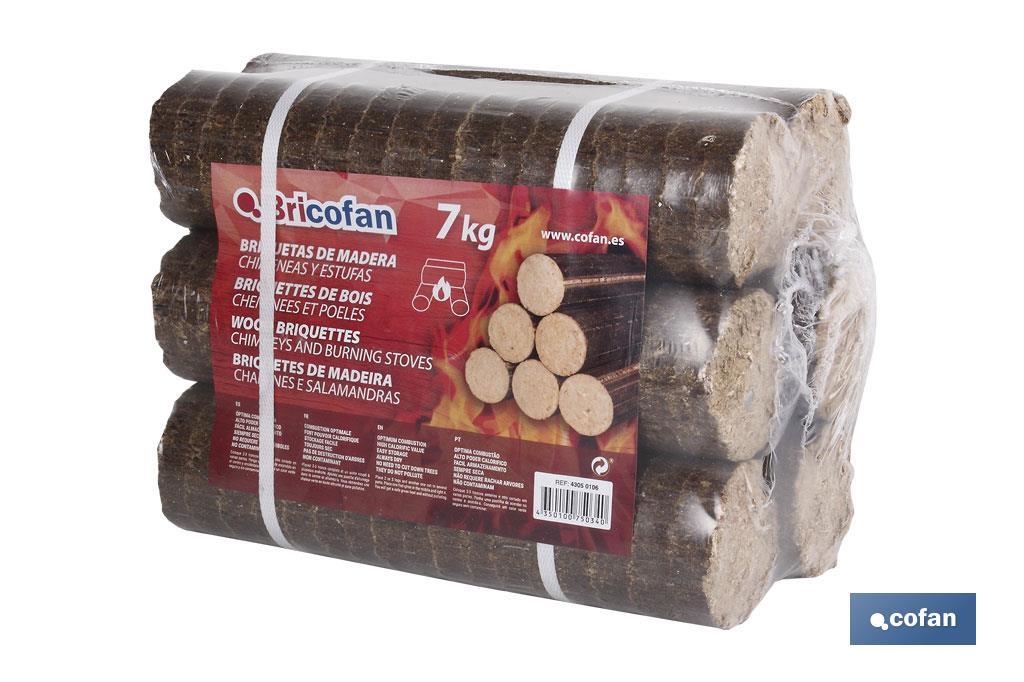 Briquetas de madera para Chimeneas y Estufas | Peso: 7 kg | Óptima Combustión